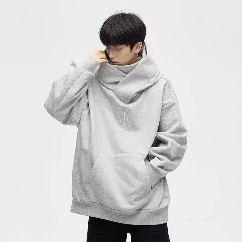 Autumn Ninja Streetwear Turtleneck Hoodies For Men Letter Embroidered Hip Hop Fashion Sweatshirts Y2K Vintage Fleece Hoody FESTIVAL OUTFITS & STREETWEAR