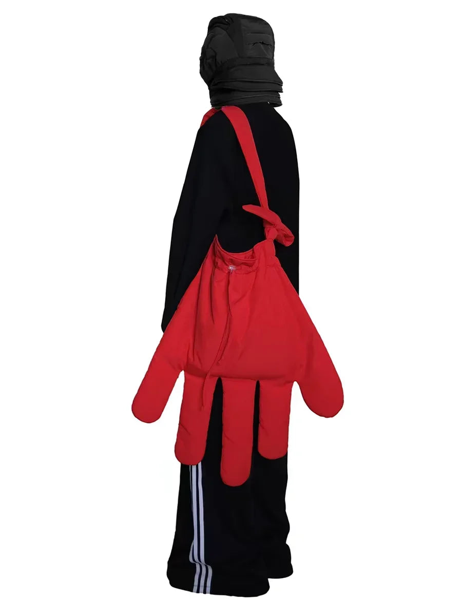 Rote Nylon große Handschuhe Taschen Frauen Street Style Euro-Amerika-Stil Umhängetasche Geldbörsen und Taschen Umhängetasche Mädchen Tasche Festival Outfits | Techno Shirts | Rave Clothing
