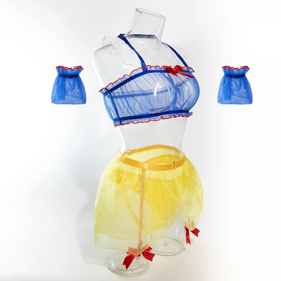 Ellolace Erotik Cosplay Sexy Kostüm Transparent Mesh Rollenspiel Outfit Rüschenbesatz Onlyfans Disguise Strumpfgürtel Exotische Sets Festival Outfits | Techno Shirts | Rave Clothing