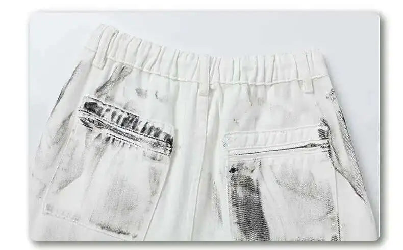 LUZHEN Original Street Color Contrast Tie-dyed Design Straight Jeans Men Stylish 2025, New Drawstring Waist Denim Pants LZ9976 Festival Outfits | Techno Shirts | Rave Clothing