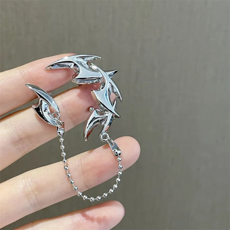 Vintage Punk Silber Farbe Metall Dart Ohr Clip Ohrringe für Frauen Männer Trendy Unregelmäßige Quaste Einteiliges Ohr Clip Schmuck boucle FESTIVAL OUTFITS & STREETWEAR