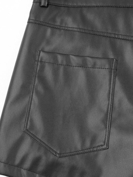 Herren Pu Leder lässig Boxer Shorts Taschen voll Futter Shorts Latex Punk Trunks Pole Dance Outfit Festivals Party Clubwear Festival Outfits | Techno Shirts | Rave Clothing