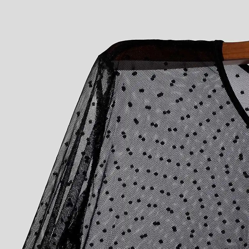 INCERUN Men T Shirt Polka Dot Printing Mesh Transparent O-neck Long Sleeve Men Clothing Streetwear 2024 Fashion Party Camisetas Festival Outfits | Techno Shirts | Rave Clothing