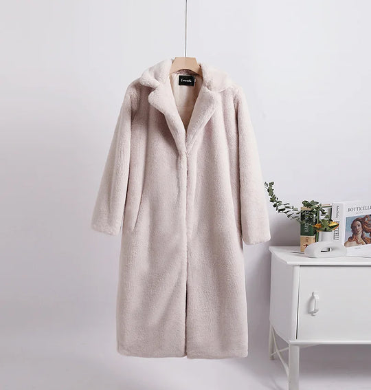 Lapel Faux Fur Coat Women Winter 2024 Long Orange Plush Coats Luxury Fluffy Jacket Teddy Pink Artificial Mink Fur Jacket Furry Festival Outfits | Techno Shirts | Rave Clothing