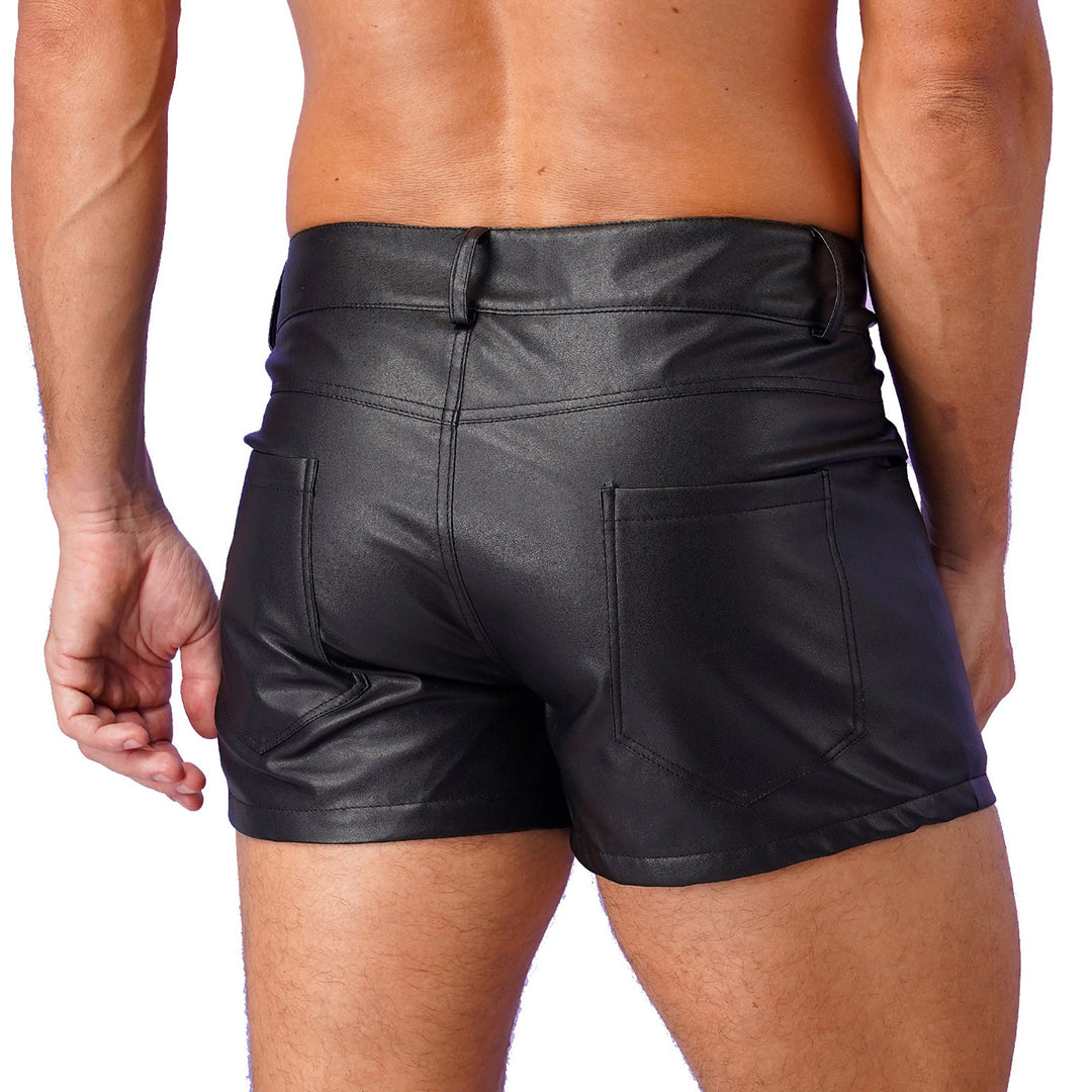 Herren Pu Leder lässig Boxer Shorts Taschen voll Futter Shorts Latex Punk Trunks Pole Dance Outfit Festivals Party Clubwear Festival Outfits | Techno Shirts | Rave Clothing