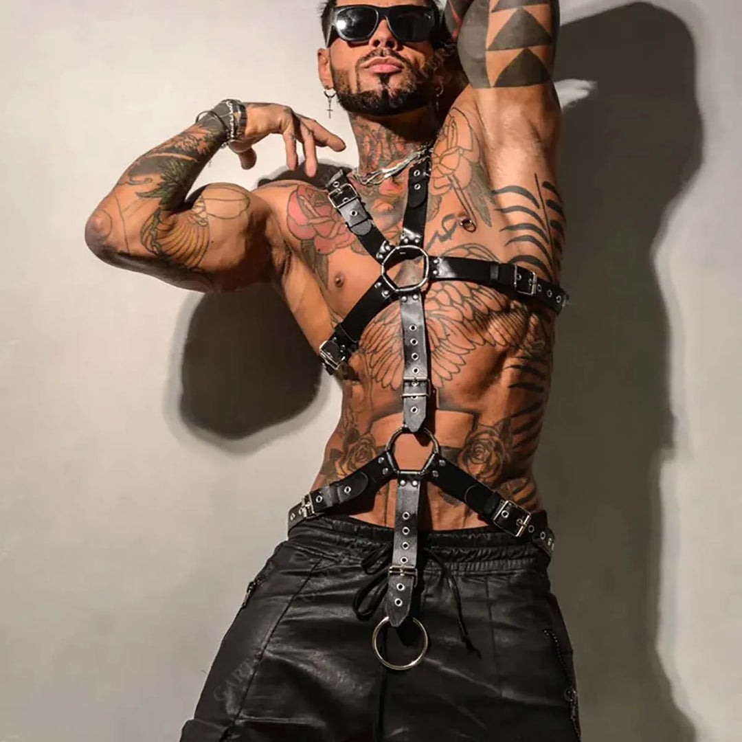 Männer Sexy Leder Weste Bondage Dessous Homosexuell Harness Einstellbare Körper Brust Harness Ganzkörper Bdsm Strap Gürtel Exotische Zubehör Festival Outfits | Techno Shirts | Rave Clothing