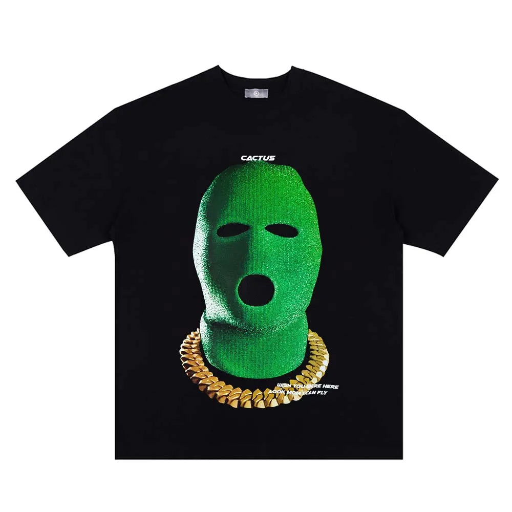 Oversize Distressed T-Shirt Men Streetwear Hip Hop Vintage Green Hood Gangster Printed Tshirt 2023 Men Harajuku Cotton Tops FESTIVAL OUTFITS & STREETWEAR