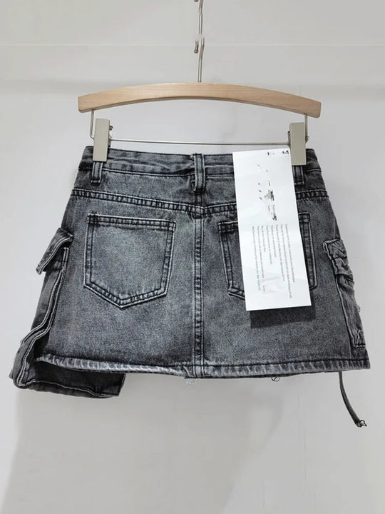 Deat trend ige Vintage Damen Print Brief Tasche Mini Denim Röcke Frühling Mode neue Artikel hohe Taille Rock weiblich 11x FESTIVAL OUTFITS & STREETWEAR