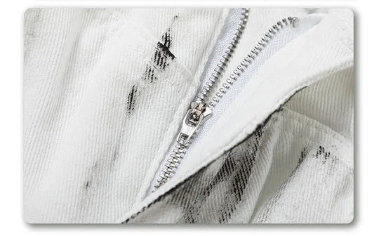 LUZHEN Original Street Color Contrast Tie-dyed Design Straight Jeans Men Stylish 2025, New Drawstring Waist Denim Pants LZ9976 Festival Outfits | Techno Shirts | Rave Clothing