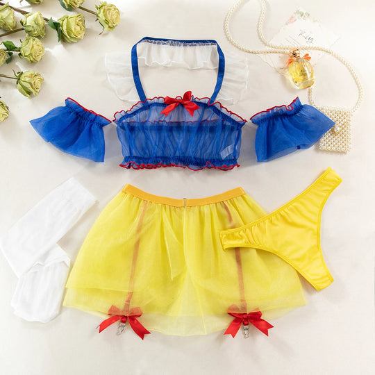 Ellolace Erotik Cosplay Sexy Kostüm Transparent Mesh Rollenspiel Outfit Rüschenbesatz Onlyfans Disguise Strumpfgürtel Exotische Sets Festival Outfits | Techno Shirts | Rave Clothing