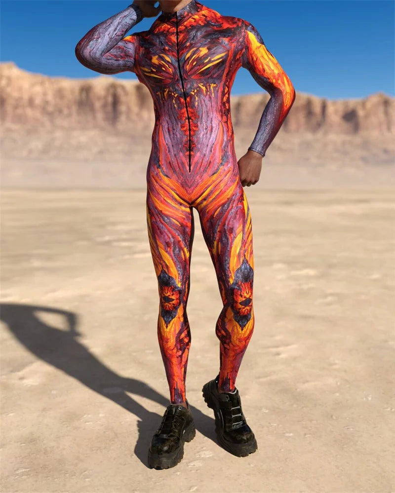 Futuristische mechanische Rüstung Overall coole Kämpfer Cosplay Bodysuit 3d gedruckt Steampunk Kostüm Party zeigt Männer Zentai Anzug FESTIVAL OUTFITS & STREETWEAR