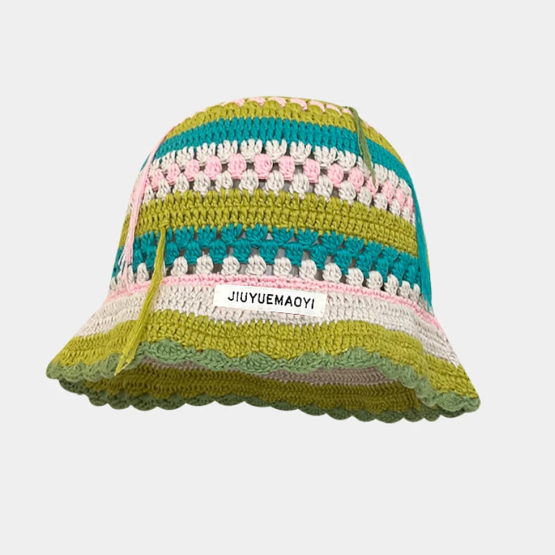 2023 herbst Neue Häkeln Koreanische Handgemachte Eimer Hut Frauen Weben Gestrickte Hut Y2k Mode Blumen Herbst Winter Mützen Becken Kappe Festival Outfits | Techno Shirts | Rave Clothing