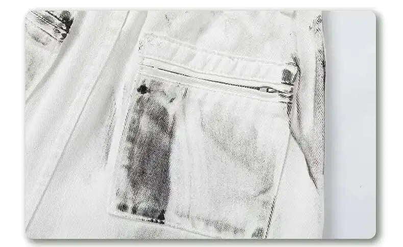 LUZHEN Original Street Color Contrast Tie-dyed Design Straight Jeans Men Stylish 2025, New Drawstring Waist Denim Pants LZ9976 Festival Outfits | Techno Shirts | Rave Clothing