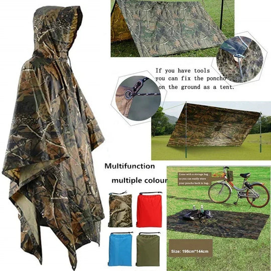 3-in-1 multifunktionaler Regenmantel, Rucksack, Regenschutz, Wandern, Radfahren, Poncho, wasserdichtes Zelt, Outdoor, Camping, Schattenzelt, Picknickmatte Festival Outfits | Techno Shirts | Rave Clothing