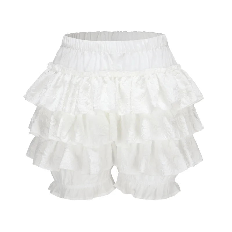 Kawaii Lolita Rock Shorts Frauen Sommer Rüschen Patchwork Layered Hohe Taille Nette Balletcore Mini Rock Tutu Petticoat Festival Outfits | Techno Shirts | Rave Clothing