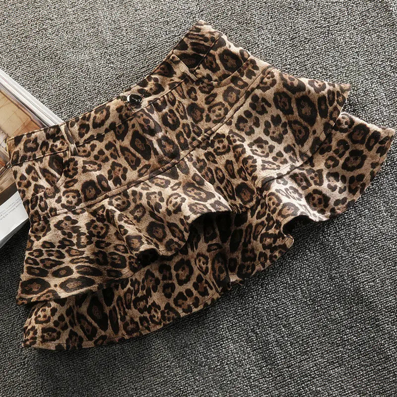 Deeptown sexy Leoparden muster Falten rock y2k Vintage-Stil Frauen hohe Taille Röcke Rüschen Minirock braun weibliche Streetwear Festival Outfits | Techno Shirts | Rave Clothing