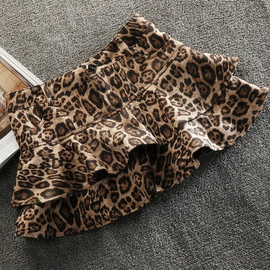 Deeptown sexy Leoparden muster Falten rock y2k Vintage-Stil Frauen hohe Taille Röcke Rüschen Minirock braun weibliche Streetwear Festival Outfits | Techno Shirts | Rave Clothing