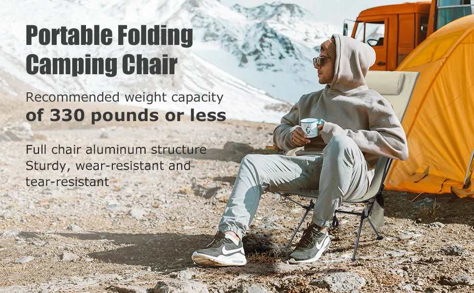 WESTTUNE Tragbarer, zusammenklappbarer Campingstuhl mit Kopfstütze, leichte Touristenstühle, Angelstuhl aus Aluminiumlegierung, Gartenmöbel Festival Outfits | Techno Shirts | Rave Clothing