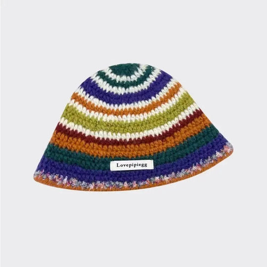 2023 herbst Neue Häkeln Koreanische Handgemachte Eimer Hut Frauen Weben Gestrickte Hut Y2k Mode Blumen Herbst Winter Mützen Becken Kappe Festival Outfits | Techno Shirts | Rave Clothing