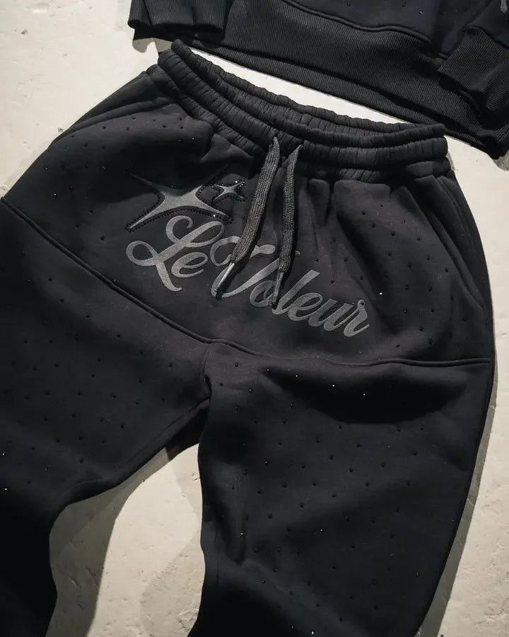 Streetwear Hoodie Jogginghose Zweiteiliges Set Y2K Männer Frauen Hip Hop Brief bestickt übergroße Hoodie Sweatshirt Lounge Hosen Set Festival Outfits | Techno Shirts | Rave Clothing