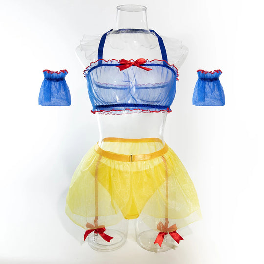 Ellolace Erotik Cosplay Sexy Kostüm Transparent Mesh Rollenspiel Outfit Rüschenbesatz Onlyfans Disguise Strumpfgürtel Exotische Sets Festival Outfits | Techno Shirts | Rave Clothing
