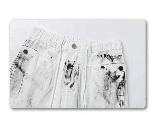 LUZHEN Original Street Color Contrast Tie-dyed Design Straight Jeans Men Stylish 2025, New Drawstring Waist Denim Pants LZ9976 Festival Outfits | Techno Shirts | Rave Clothing