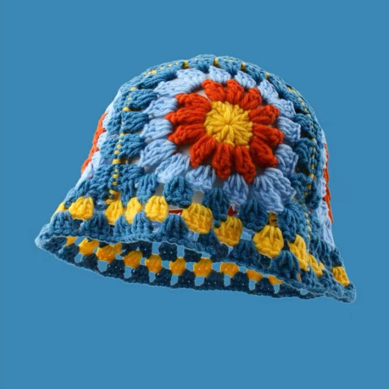 2023 herbst Neue Häkeln Koreanische Handgemachte Eimer Hut Frauen Weben Gestrickte Hut Y2k Mode Blumen Herbst Winter Mützen Becken Kappe Festival Outfits | Techno Shirts | Rave Clothing