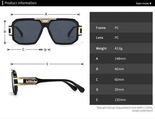 56478 Luxusmarke Sonnenbrille Männer Vintage Design Übergroße Brillen Männliche Shades Uv400 Fahren Gläser Festival Outfits | Techno Shirts | Rave Clothing