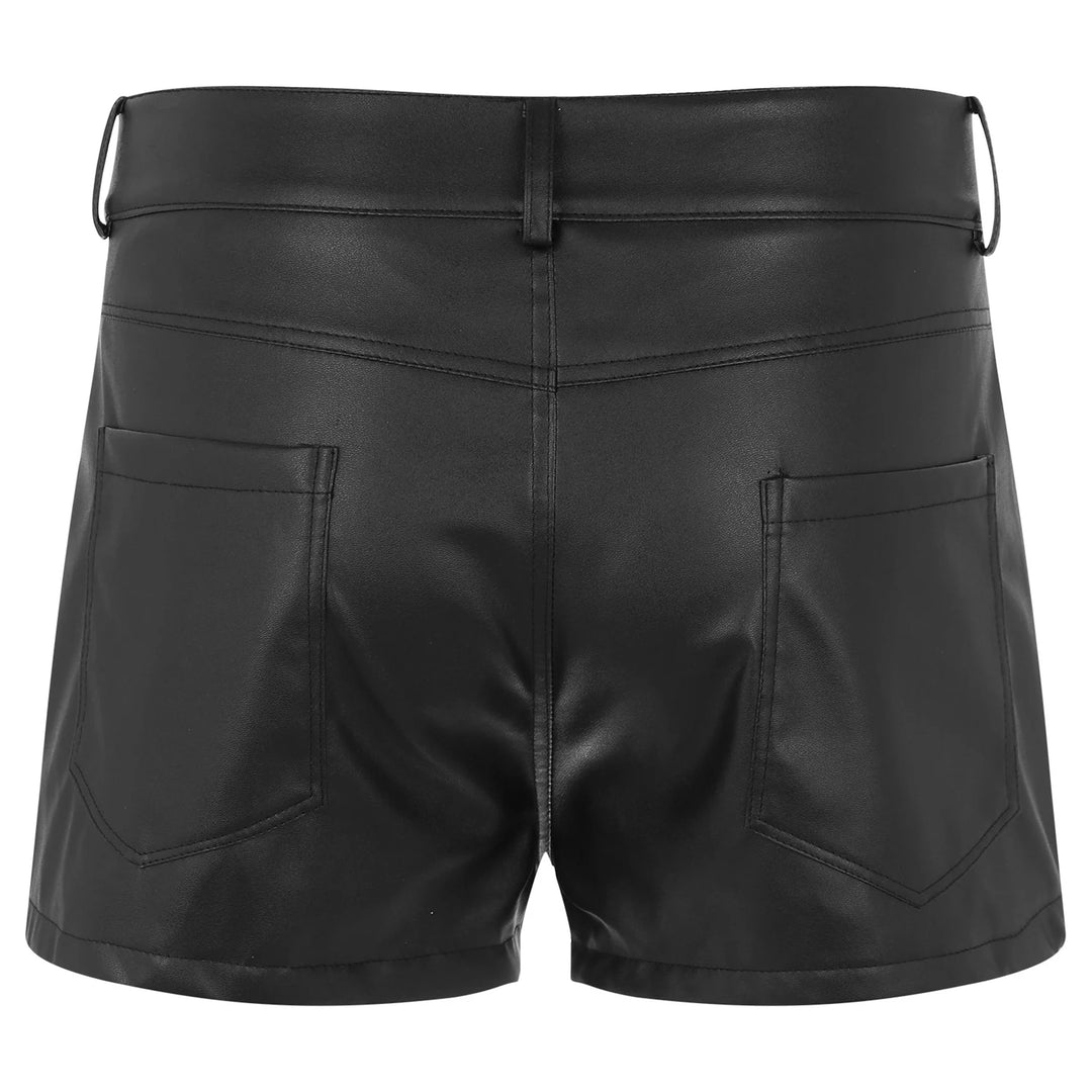 Herren Pu Leder lässig Boxer Shorts Taschen voll Futter Shorts Latex Punk Trunks Pole Dance Outfit Festivals Party Clubwear Festival Outfits | Techno Shirts | Rave Clothing