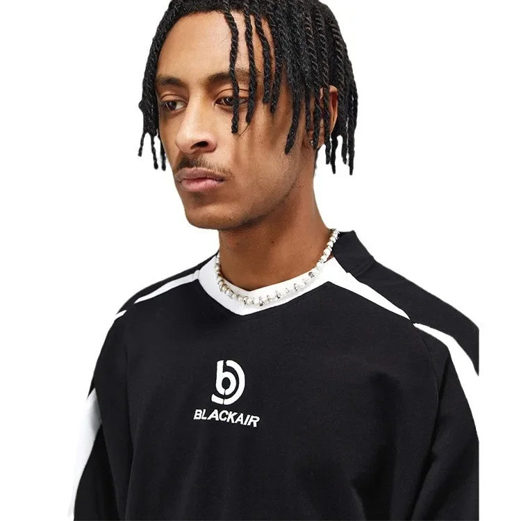 Vintage Spliced Shoulder Short Sleeve T-Shirt Men Women Summer Streetwear Oversize Pair Loose-Fit Top Round Neck Material Festival Outfits | Techno Shirts | Rave Clothing