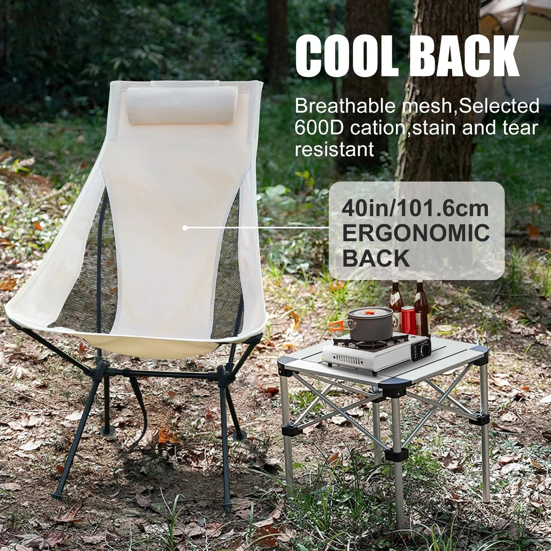 WESTTUNE Tragbarer, zusammenklappbarer Campingstuhl mit Kopfstütze, leichte Touristenstühle, Angelstuhl aus Aluminiumlegierung, Gartenmöbel Festival Outfits | Techno Shirts | Rave Clothing