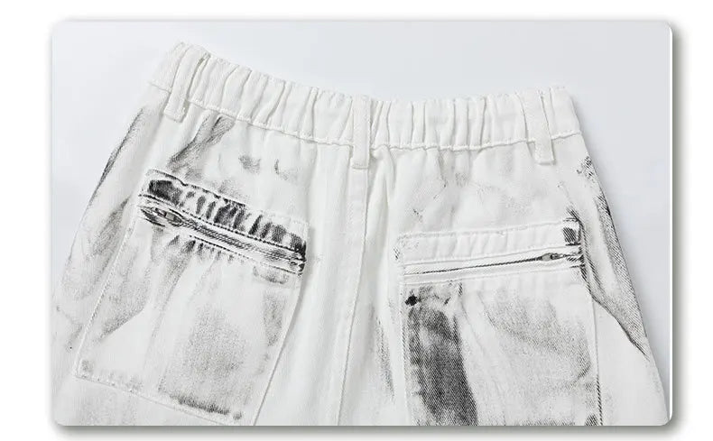 LUZHEN Original Street Color Contrast Tie-dyed Design Straight Jeans Men Stylish 2025, New Drawstring Waist Denim Pants LZ9976 Festival Outfits | Techno Shirts | Rave Clothing