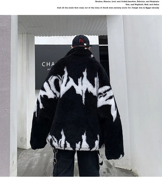 Mauroicardi Winter Übergroße Verdickte Warme Flauschige Kunstpelz Jacke Männer Raglan Langarm Zip Up Luxus Designer Kleidung 2022 Festival Outfits | Techno Shirts | Rave Clothing