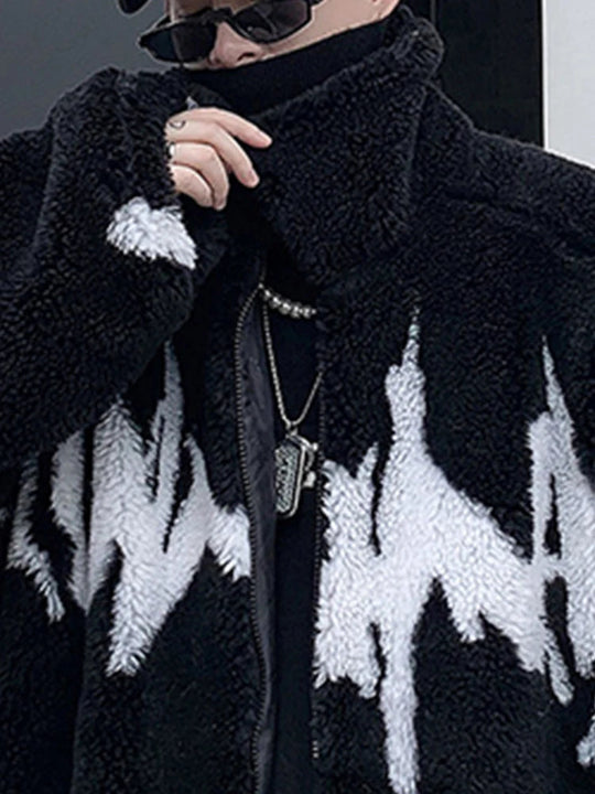 Mauroicardi Winter Übergroße Verdickte Warme Flauschige Kunstpelz Jacke Männer Raglan Langarm Zip Up Luxus Designer Kleidung 2022 Festival Outfits | Techno Shirts | Rave Clothing