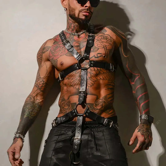 Männer Sexy Leder Weste Bondage Dessous Homosexuell Harness Einstellbare Körper Brust Harness Ganzkörper Bdsm Strap Gürtel Exotische Zubehör Festival Outfits | Techno Shirts | Rave Clothing