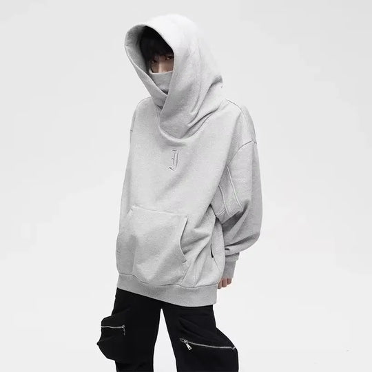 Autumn Ninja Streetwear Turtleneck Hoodies For Men Letter Embroidered Hip Hop Fashion Sweatshirts Y2K Vintage Fleece Hoody FESTIVAL OUTFITS & STREETWEAR