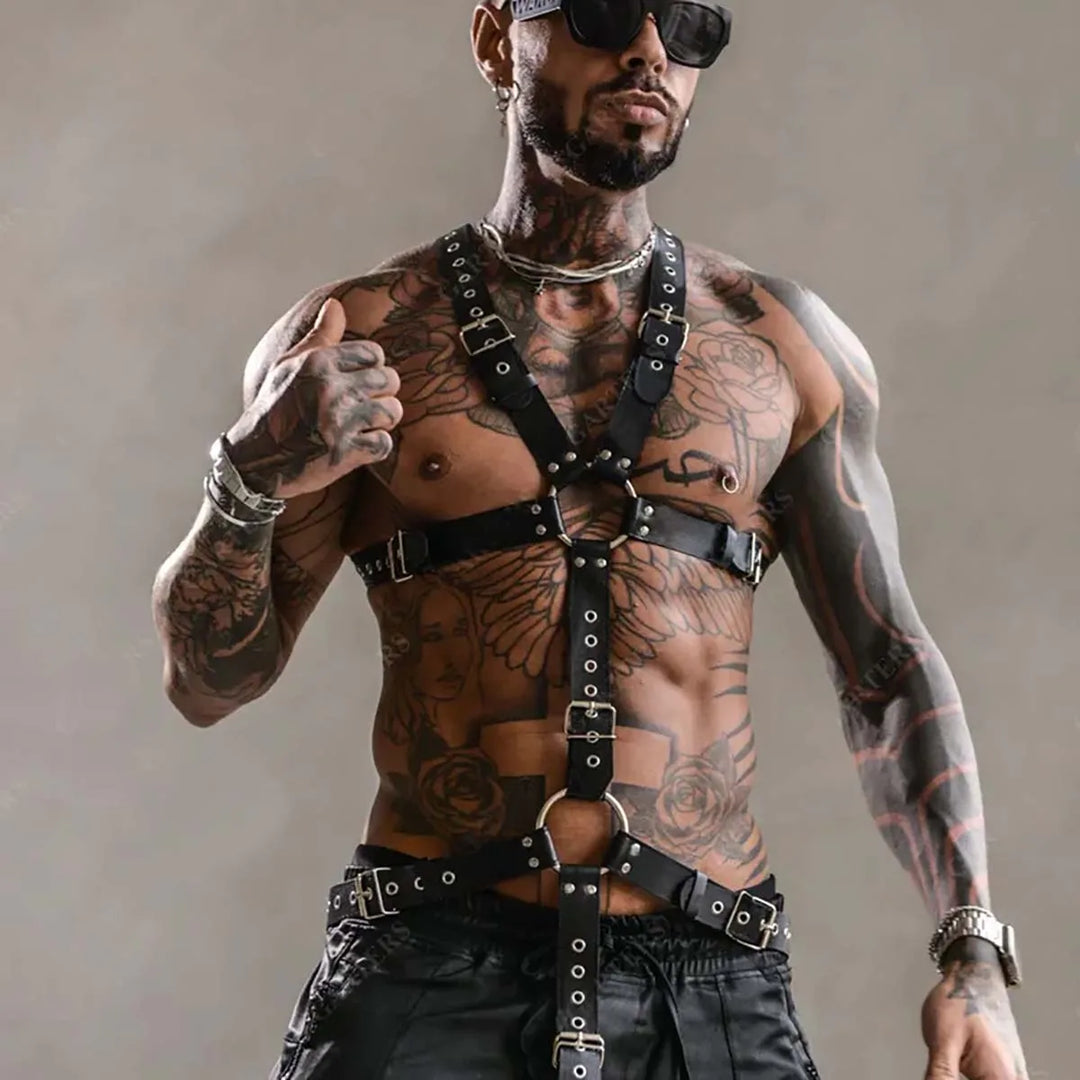 Männer Sexy Leder Weste Bondage Dessous Homosexuell Harness Einstellbare Körper Brust Harness Ganzkörper Bdsm Strap Gürtel Exotische Zubehör Festival Outfits | Techno Shirts | Rave Clothing