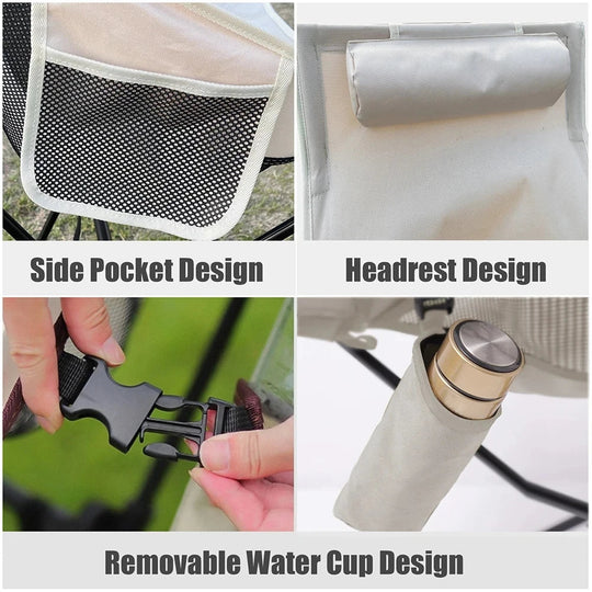 WESTTUNE Tragbarer, zusammenklappbarer Campingstuhl mit Kopfstütze, leichte Touristenstühle, Angelstuhl aus Aluminiumlegierung, Gartenmöbel Festival Outfits | Techno Shirts | Rave Clothing