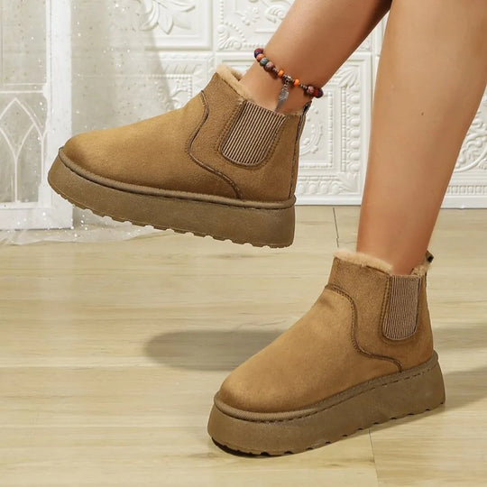 Winter Frauen kurze Plüsch warme Schneeschuhe Freizeit schuhe neue Wildleder Pelz Chelsea Stiefeletten Wohnungen Plattform Damen Schuhe Botas FESTIVAL OUTFITS & STREETWEAR