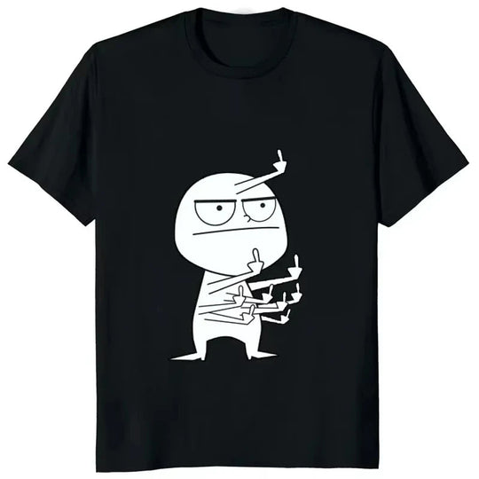 Mittelfinger Lustiges Frenzy Print Damen T-Shirt Lose Lässige Mode Harajuku Hip Hop Straße Niedlich Trendiger Stil Bequemes Top Festival Outfits | Techno Shirts | Rave Clothing