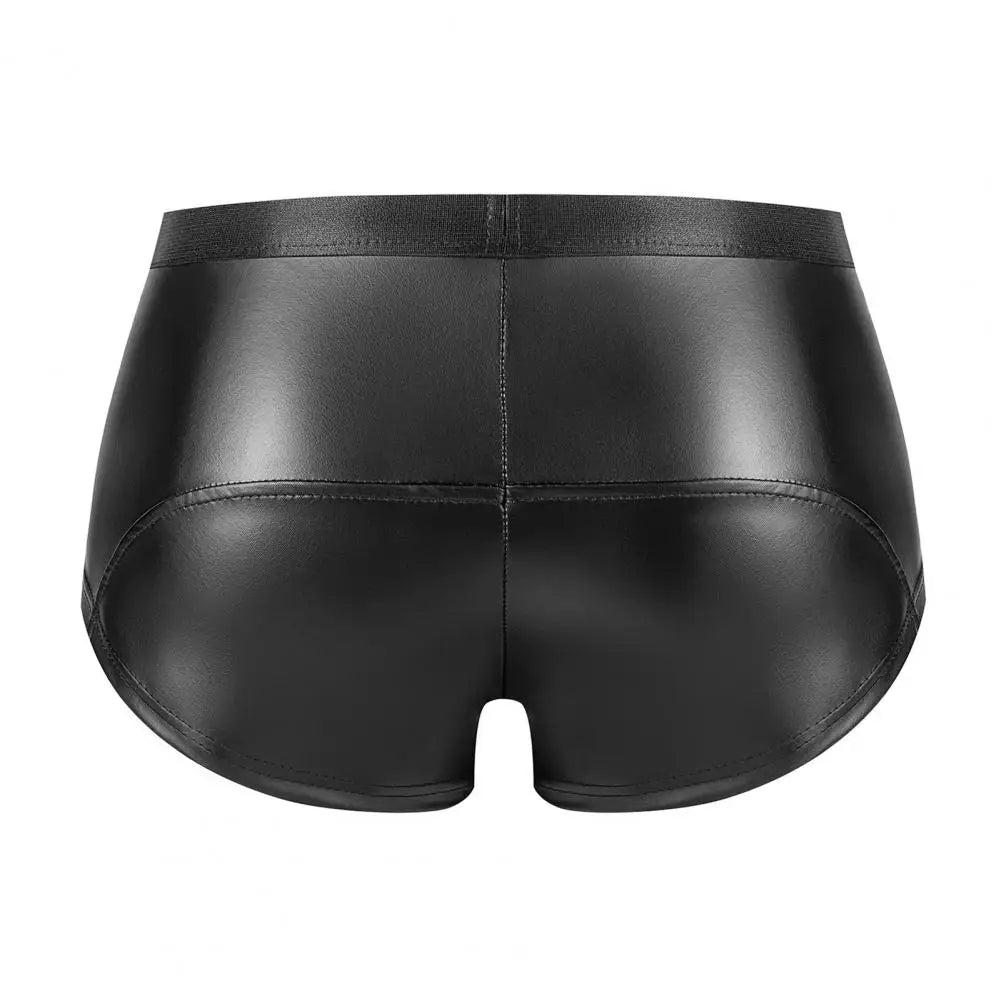 Men Double Zipper Underwear Elastic Mid-rise Hot Shorts Bulge Pouch Shorts Panties Smooth Matte Slim Fit Clubwear Underwear Festival Outfits | Techno Shirts | Rave Clothing