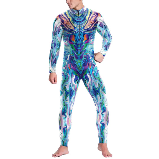 Techno Festival Outfit Männer - EDM Rave Kostüm Herren - Elektronisches Festival outfit hellblau