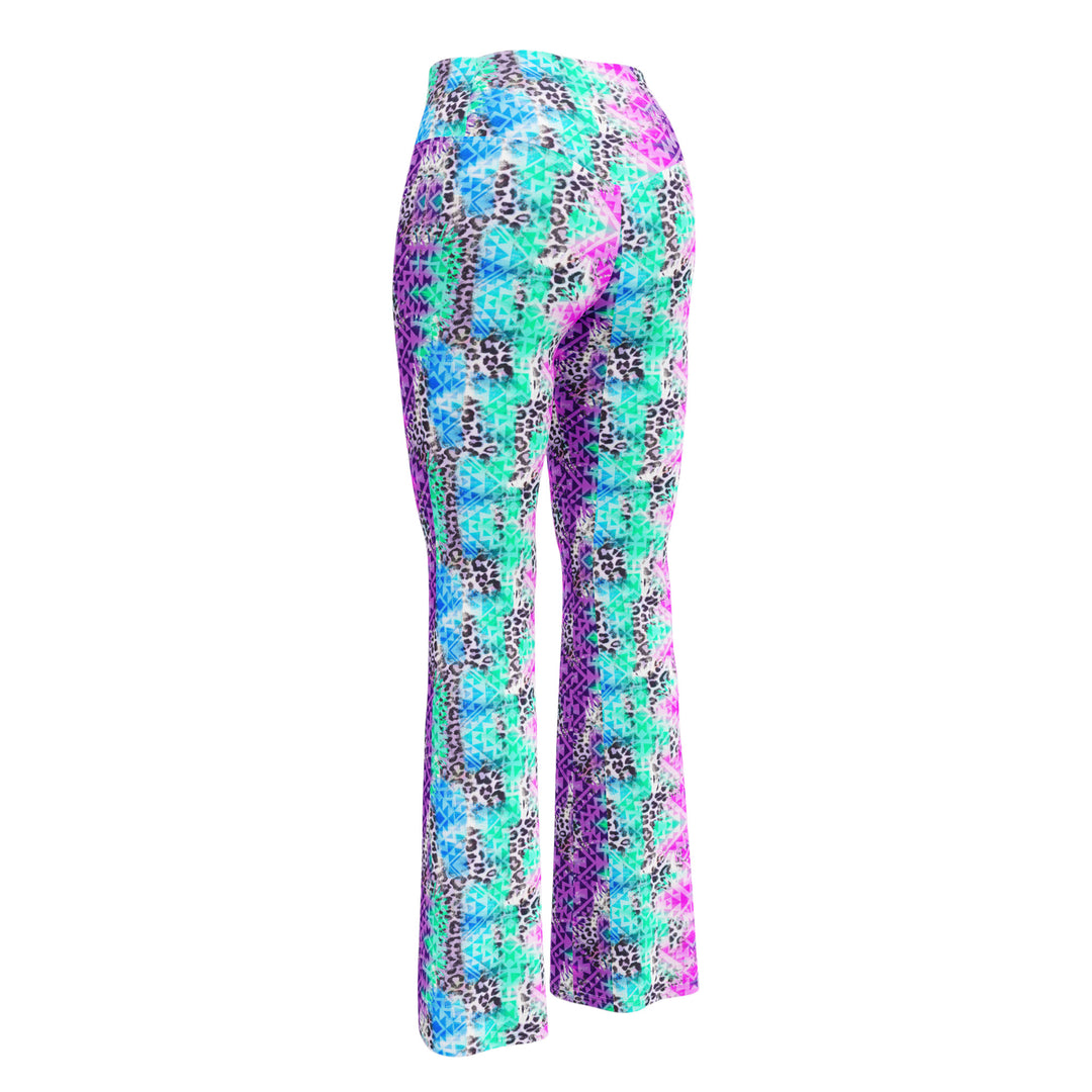 Festival Outfit Frauen - bunte Leoparden Leggings mit Schlag FESTIVAL OUTFITS & STREETWEAR