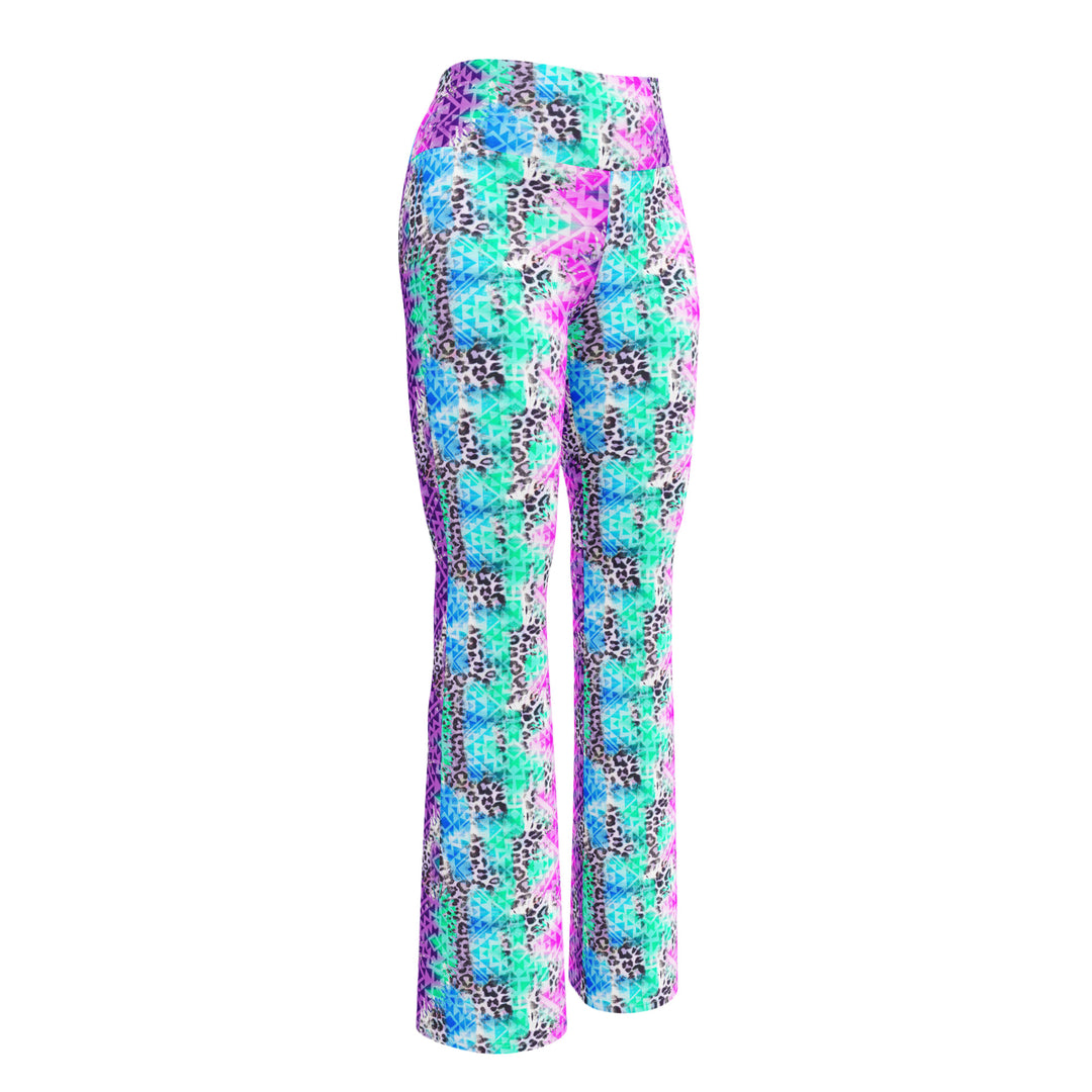 Festival Outfit Frauen - bunte Leoparden Leggings mit Schlag FESTIVAL OUTFITS & STREETWEAR