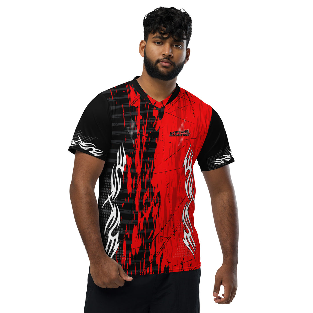 Football Jersey rotes Rave Trikot Y2k "Stiftung Basstest" 6xl FESTIVAL OUTFITS & STREETWEAR