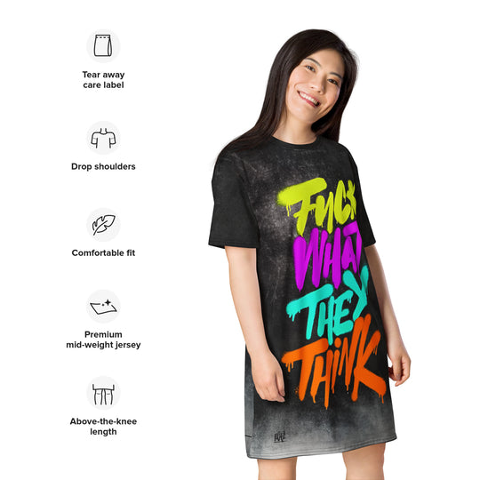 T-Shirt-Kleid "Fuck what they think" FESTIVAL OUTFITS & STREETWEAR