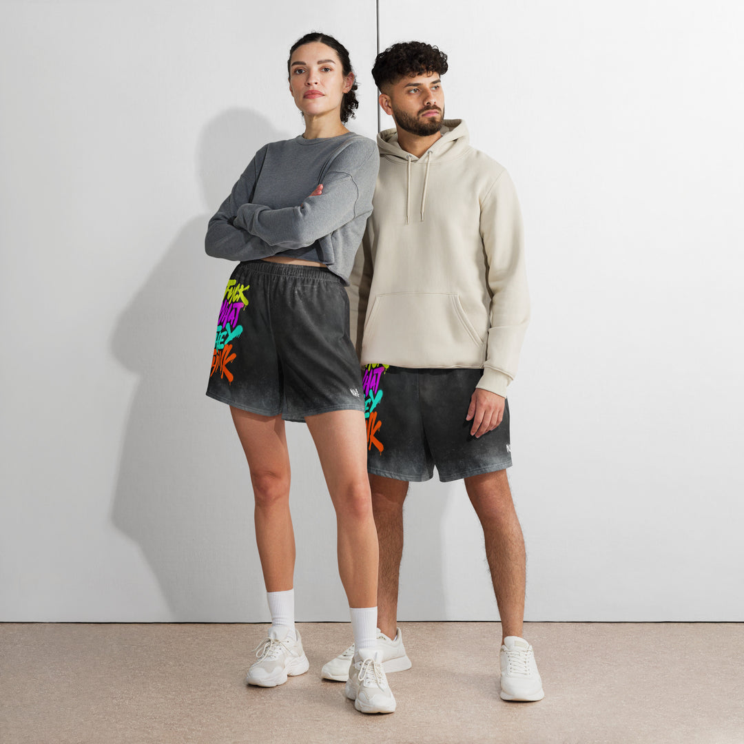 NATZ CLOTHING! Fuck what they think Rave Shorts Black Washed FESTIVAL OUTFITS & STREETWEAR