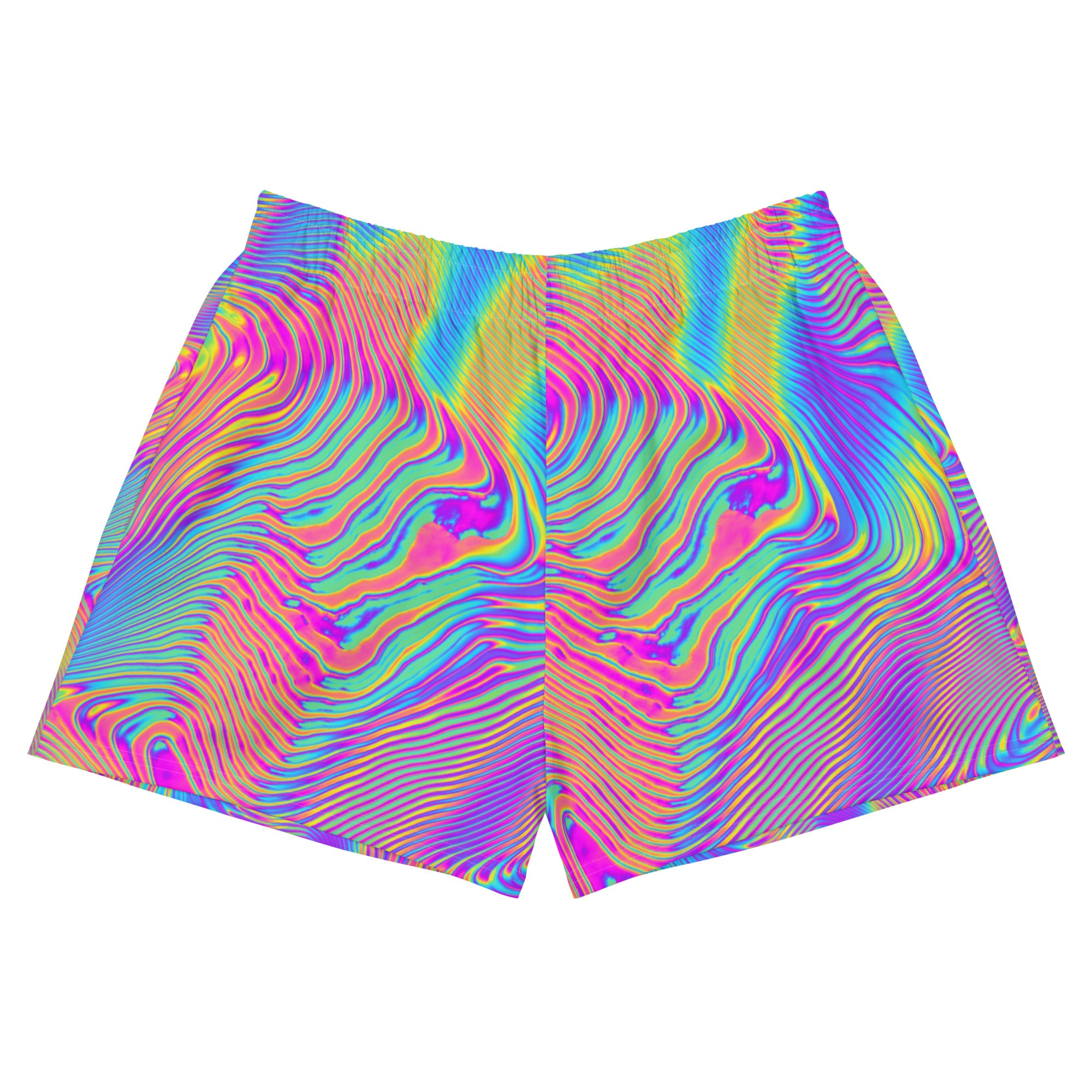 Psychodelische Holografische Festival Shorts mit Allover-Druck FESTIVAL OUTFITS & STREETWEAR