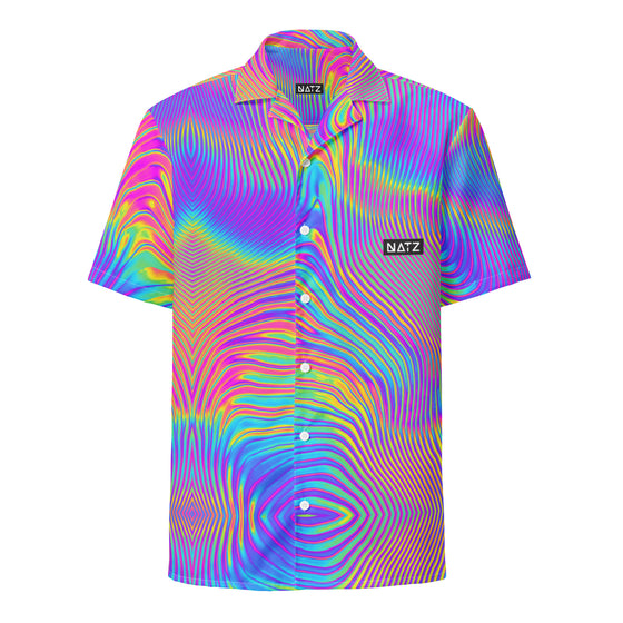 Psychodelisches Festival-Hemd | buntes Partyhemd | Neon Rave-Kleidung