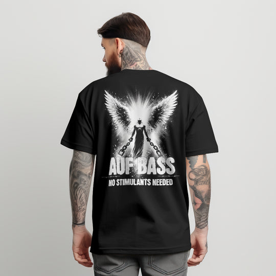 "Auf Bass - No stimulants needed" Oversized Shirt (Backprint) MarketPrint